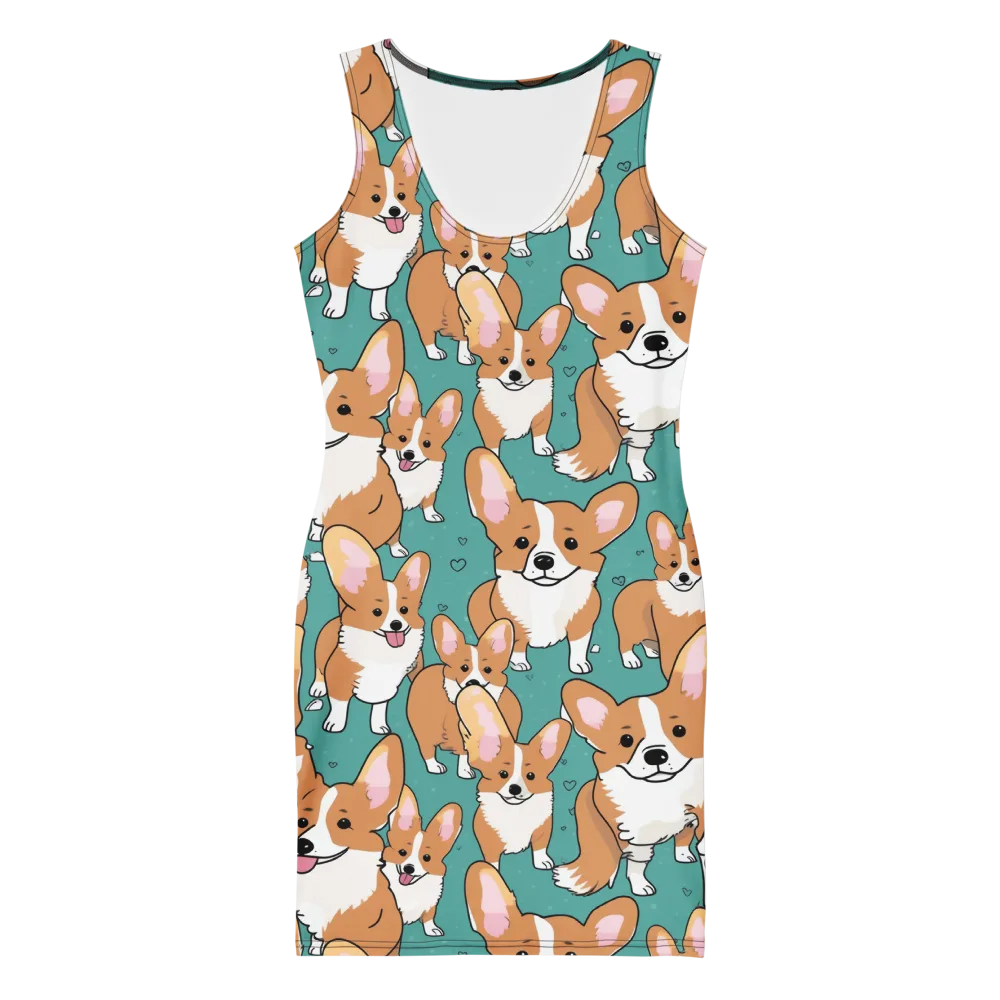 Corgi Carnival on Bodycon Dress — Front