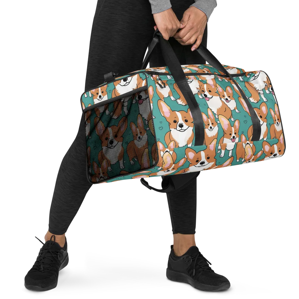 Corgi Carnival on Duffle Bag — Right Front