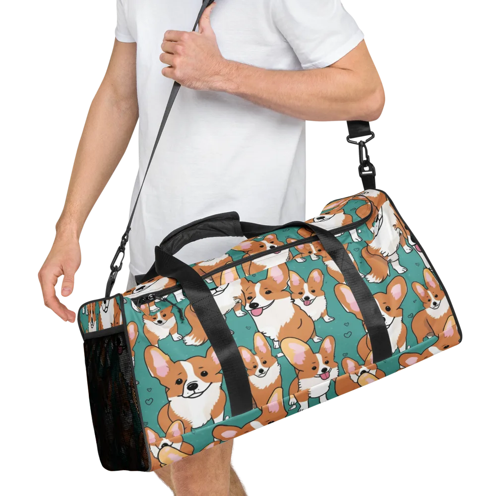 Corgi Carnival on Duffle Bag — Right Front