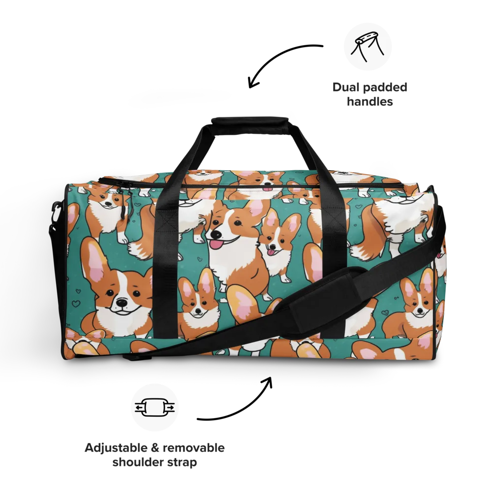 Corgi Carnival on Duffle Bag — Front