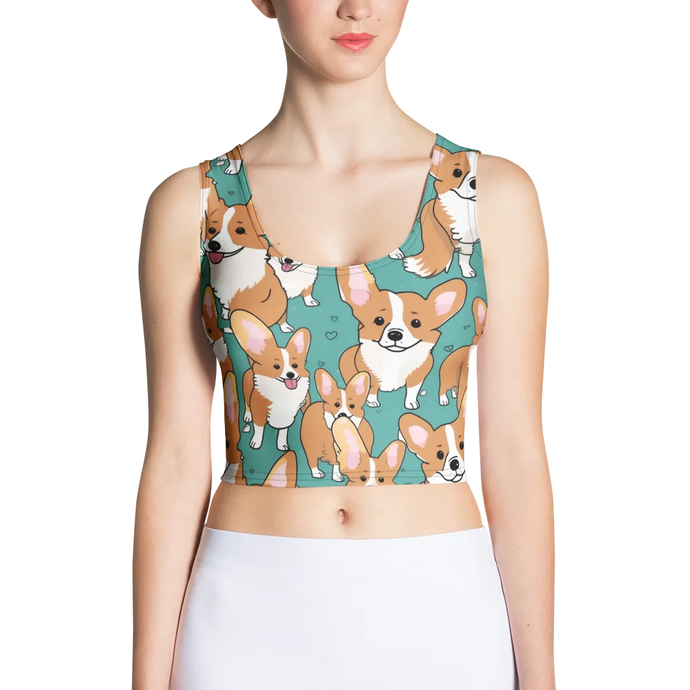 Corgi Carnival on Crop Top — Front