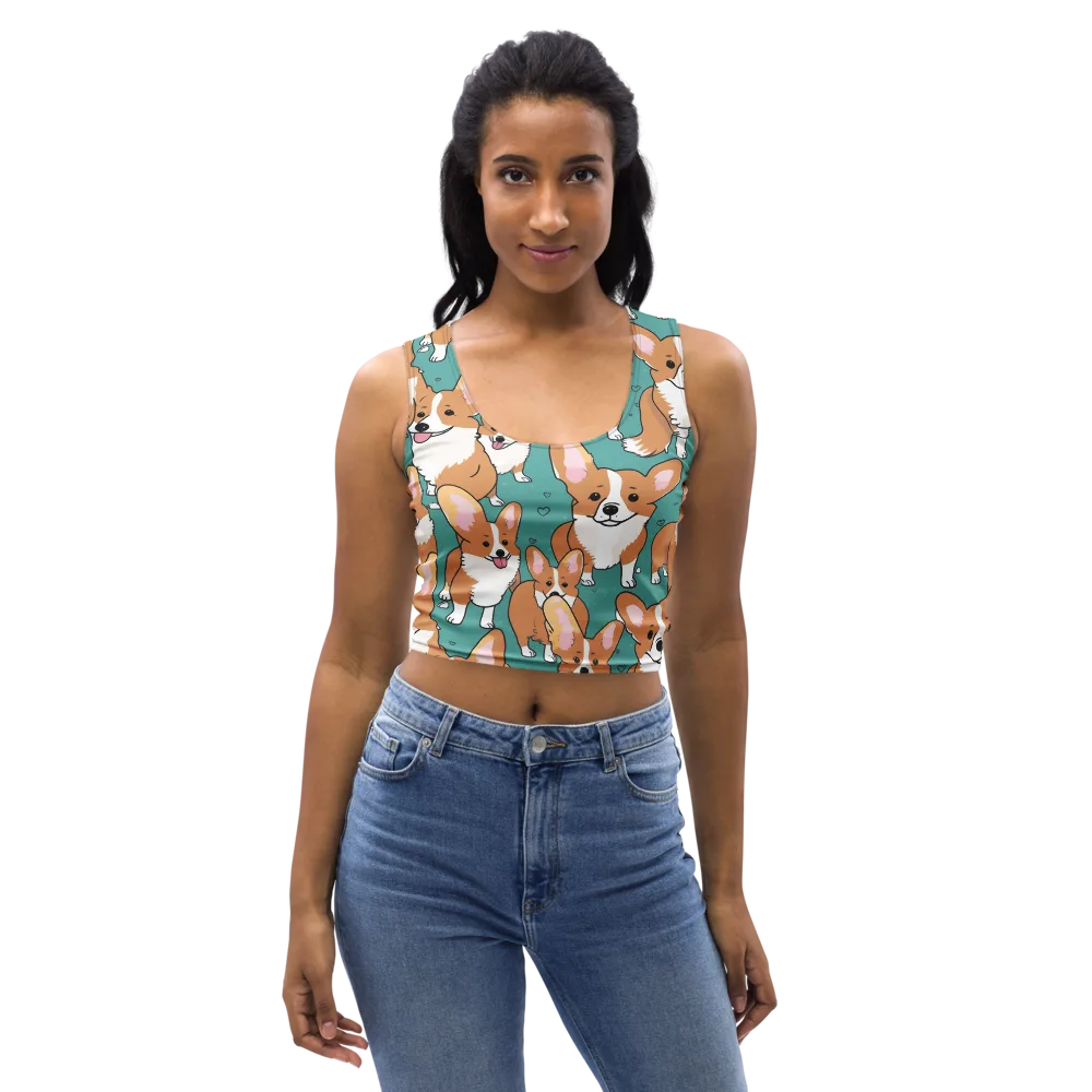 Corgi Carnival on Crop Top — Front