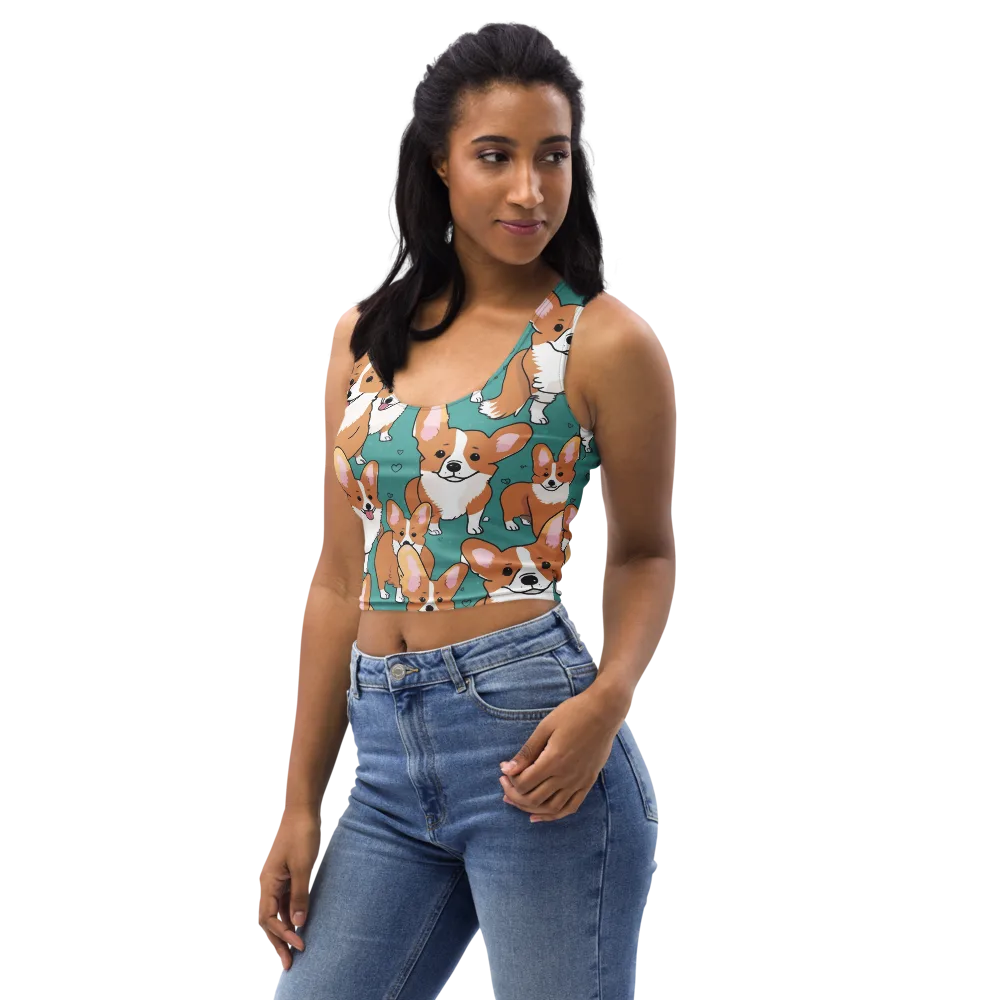 Corgi Carnival on Crop Top — Left Front
