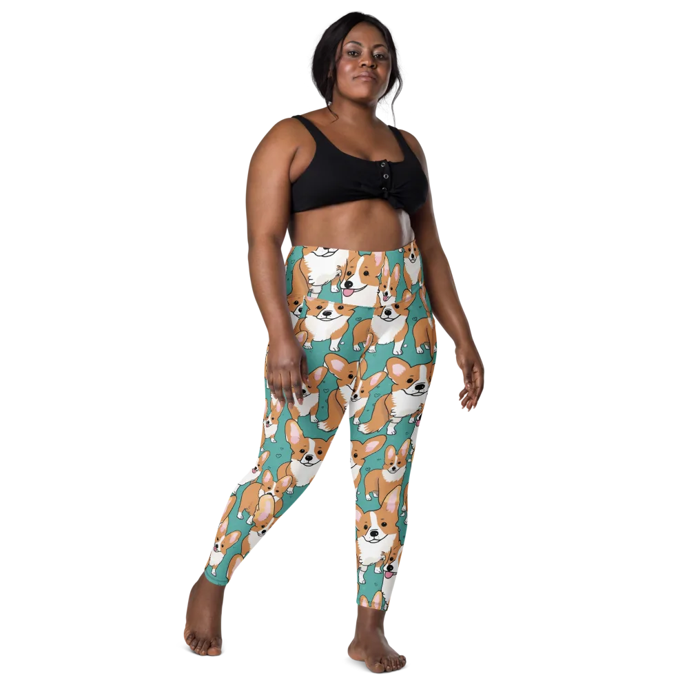 Corgi Carnival on Leggings with Pockets — Front