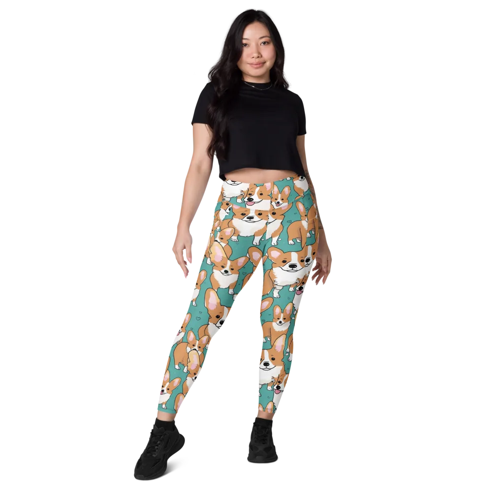 Corgi Carnival on Leggings with Pockets — Front