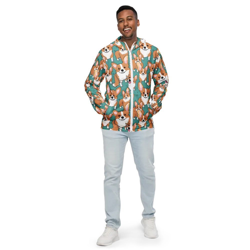 Corgi Carnival on Men's Windbreaker — Front