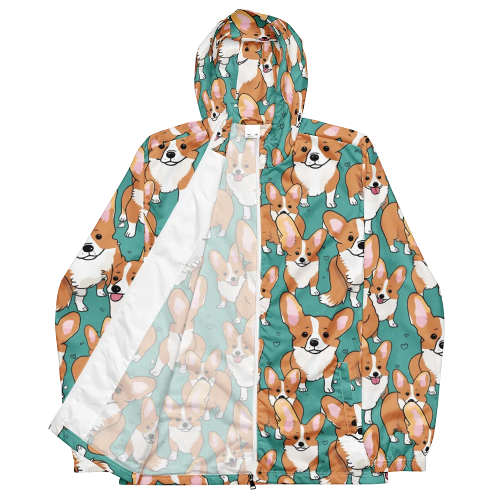 Corgi Carnival on Men's Windbreaker — Front