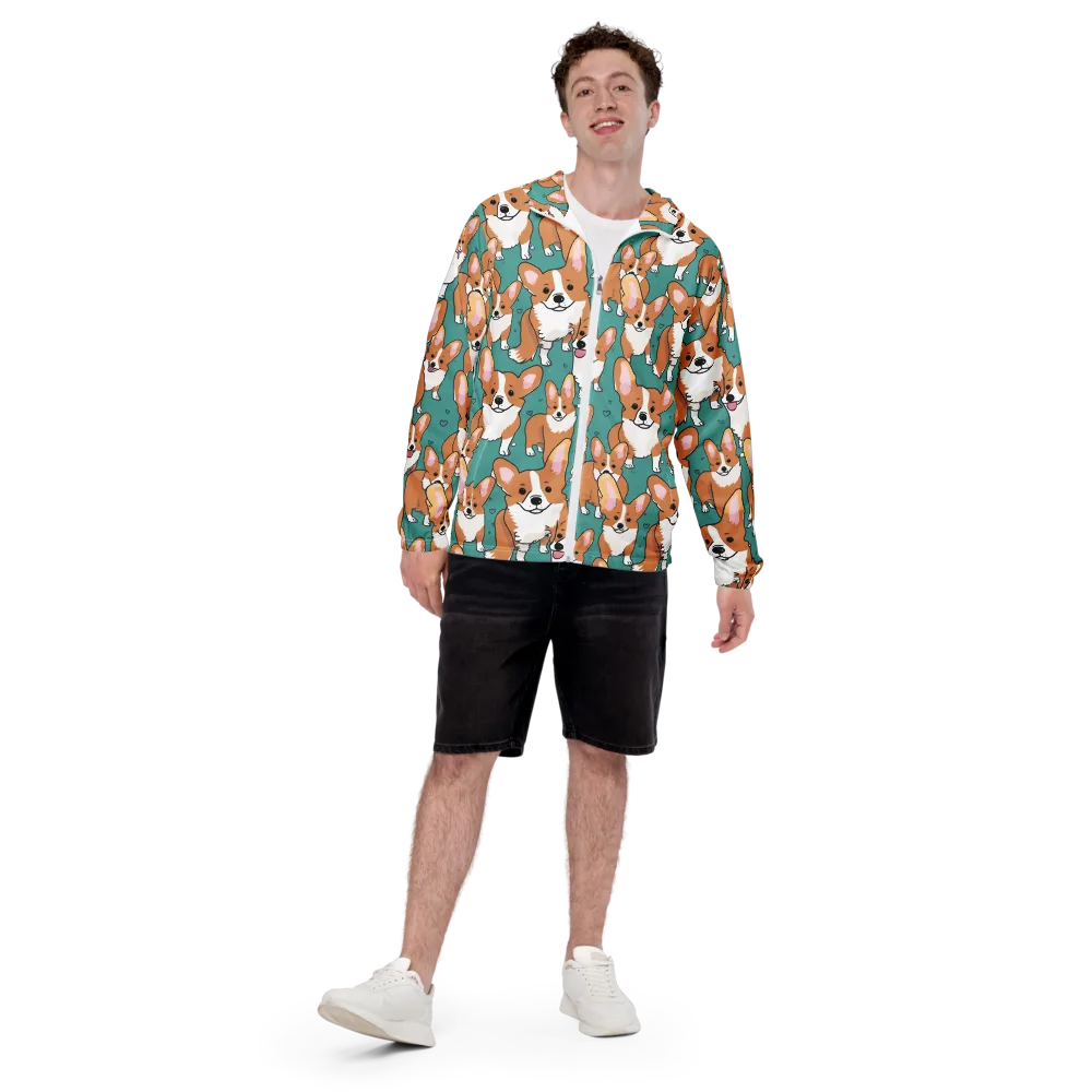 Corgi Carnival on Men's Windbreaker — Front