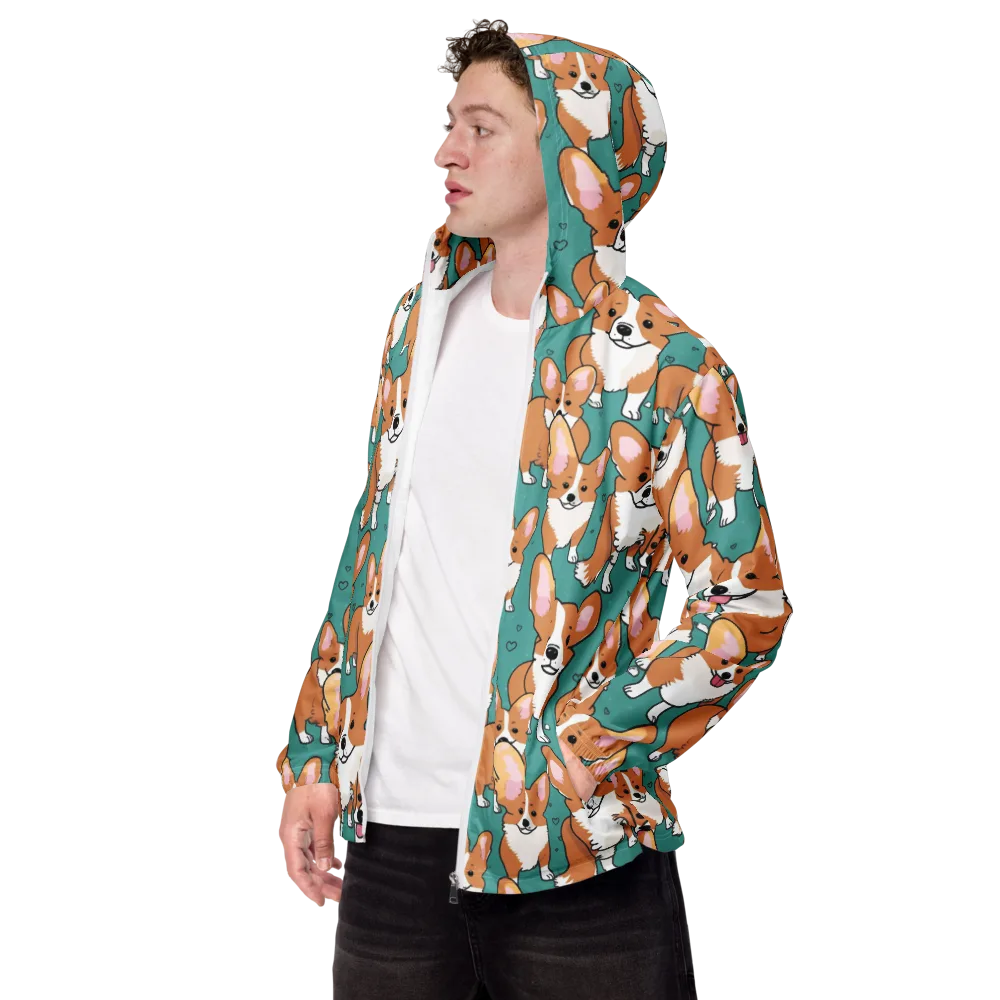 Corgi Carnival on Men's Windbreaker — Left Front