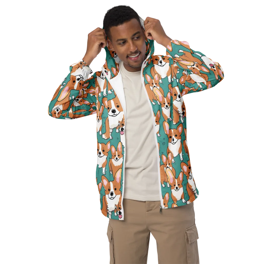 Corgi Carnival on Men's Windbreaker — Front