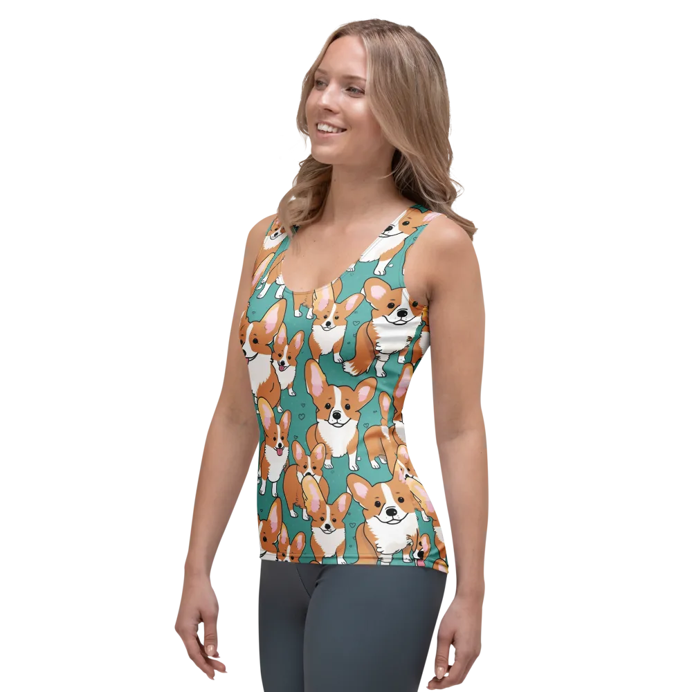 Corgi Carnival on Women's Tank Top — Left Front