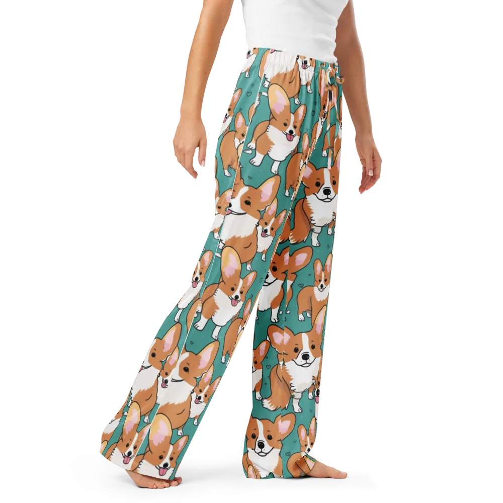 Corgi Carnival on Women's Pajama Pants — Right Front