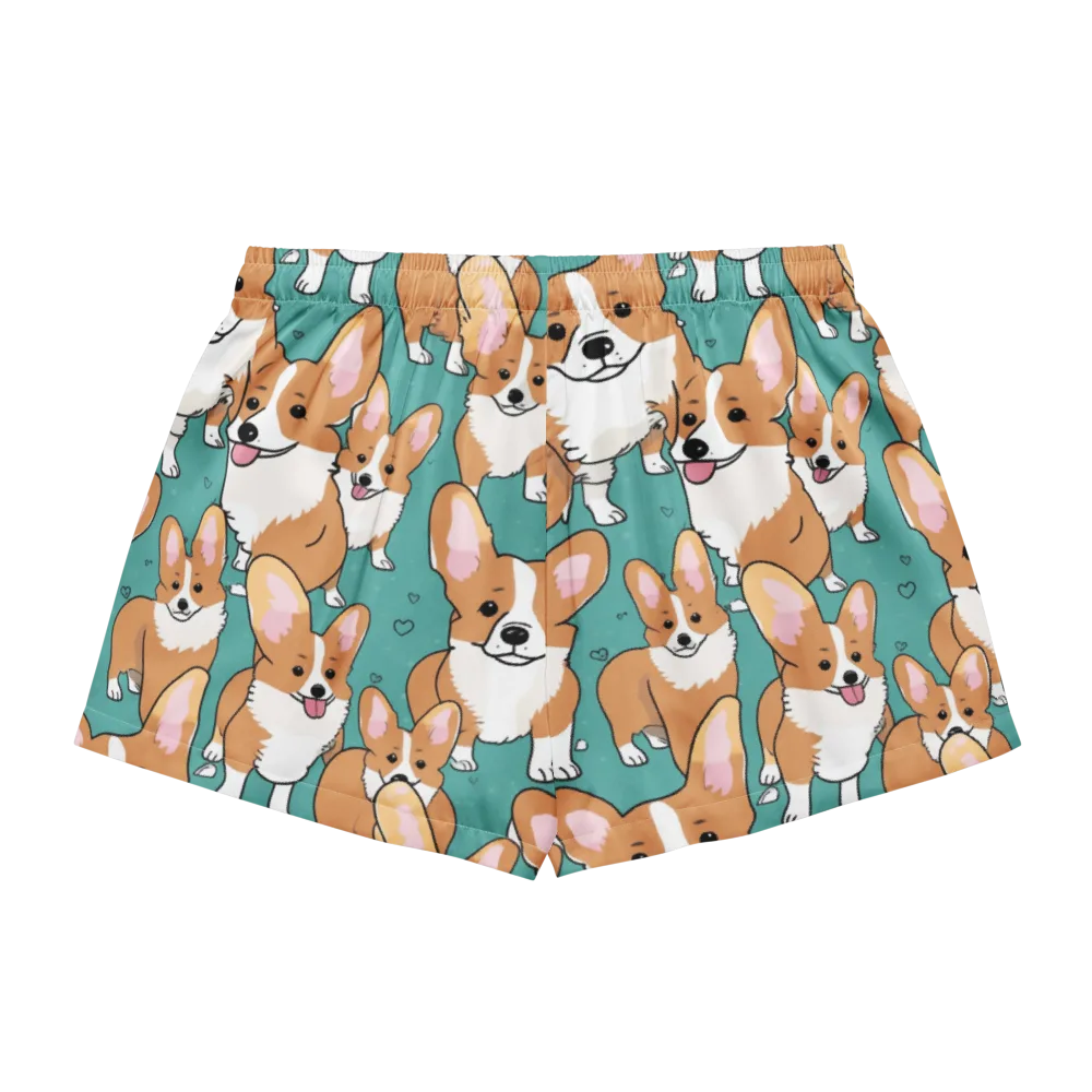 Corgi Carnival on Women's Pajama Shorts — Back