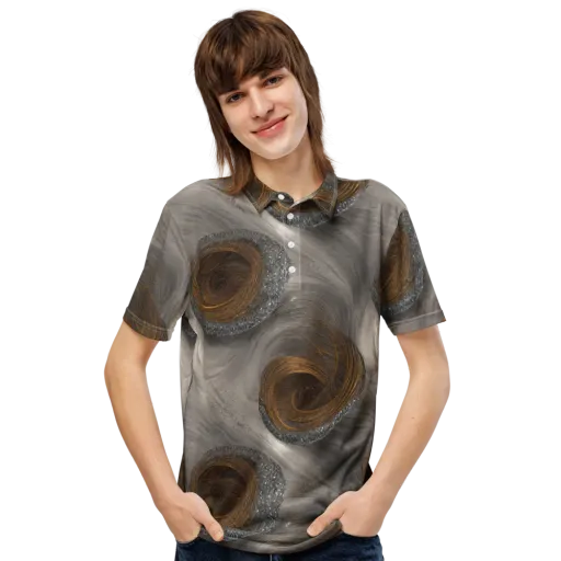 Bronze Gyre on a Men's Slim Fit Polo Shirt