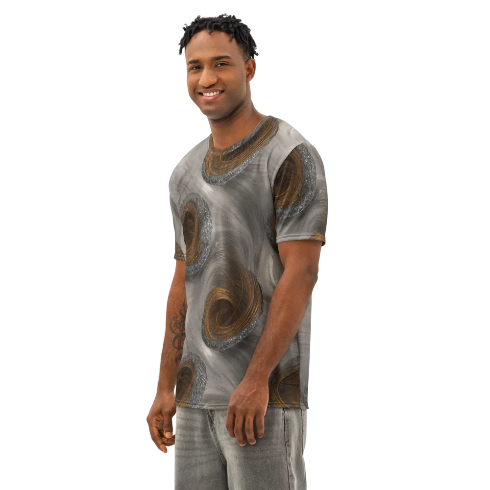 Bronze Gyre on Men's Cotton Crew Neck T-Shirt — Left Front