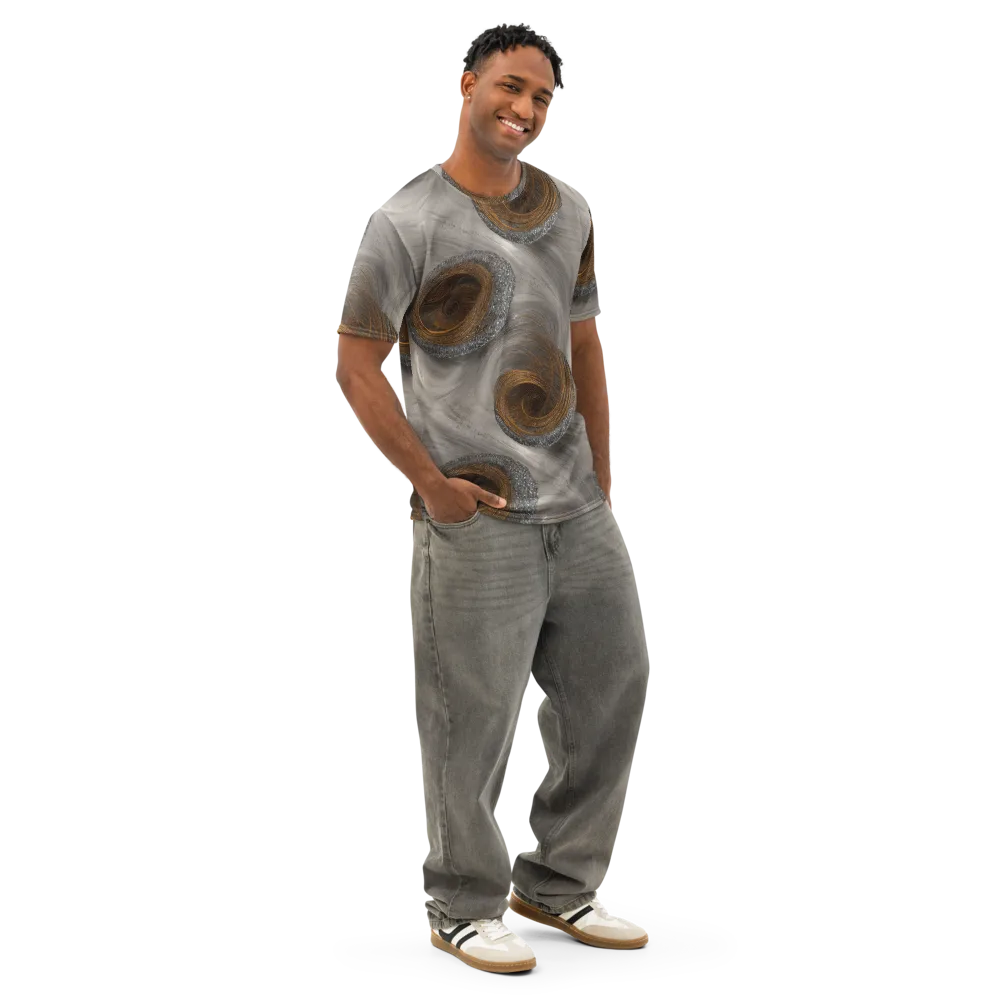 Bronze Gyre on Men's Cotton Crew Neck T-Shirt — Right Front