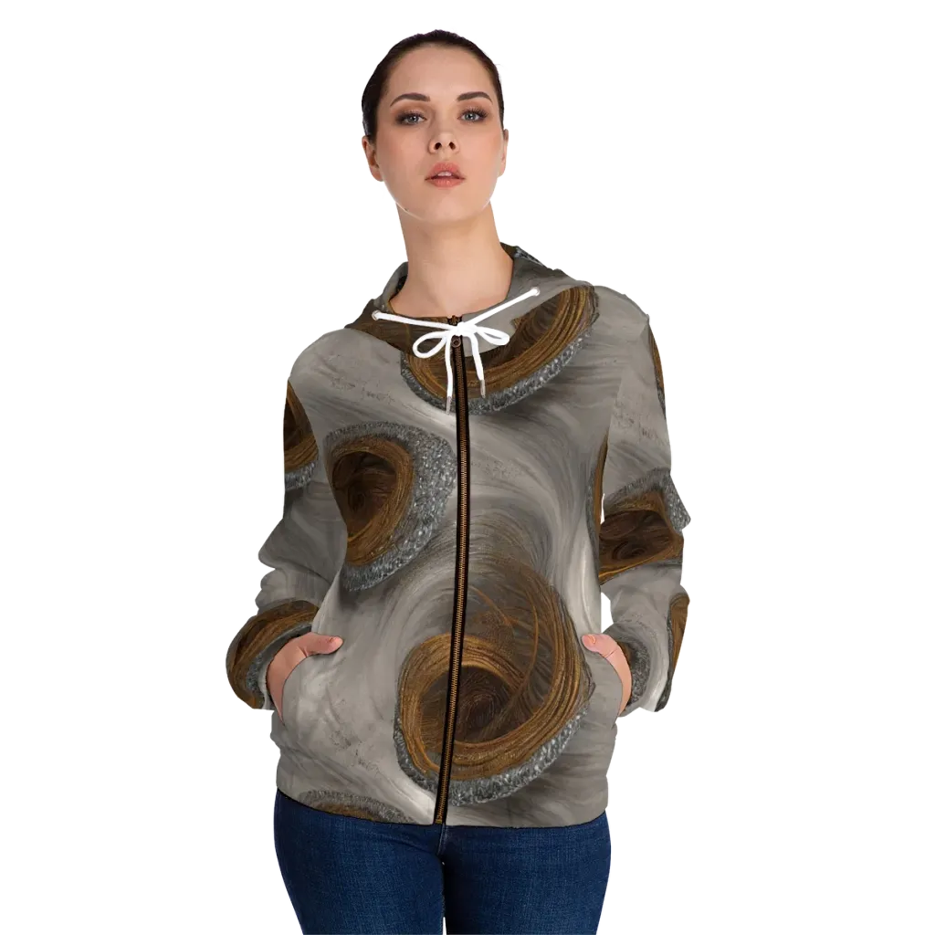 Bronze Gyre on Women's Full-Zip Hoodie — Front On Person