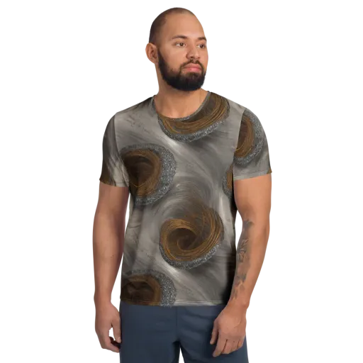 Bronze Gyre on a Men's Athletic T-Shirt