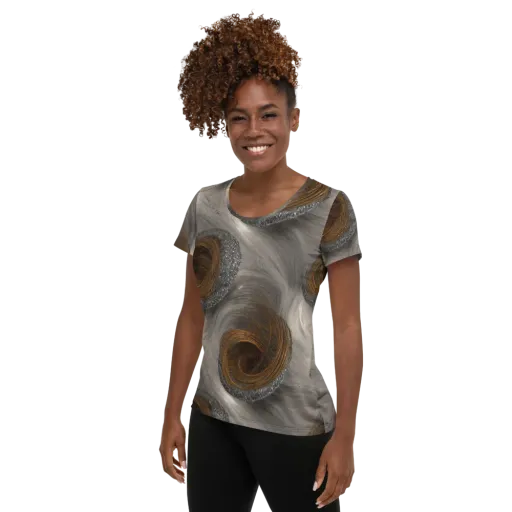 Bronze Gyre on a Women's Athletic T-Shirt