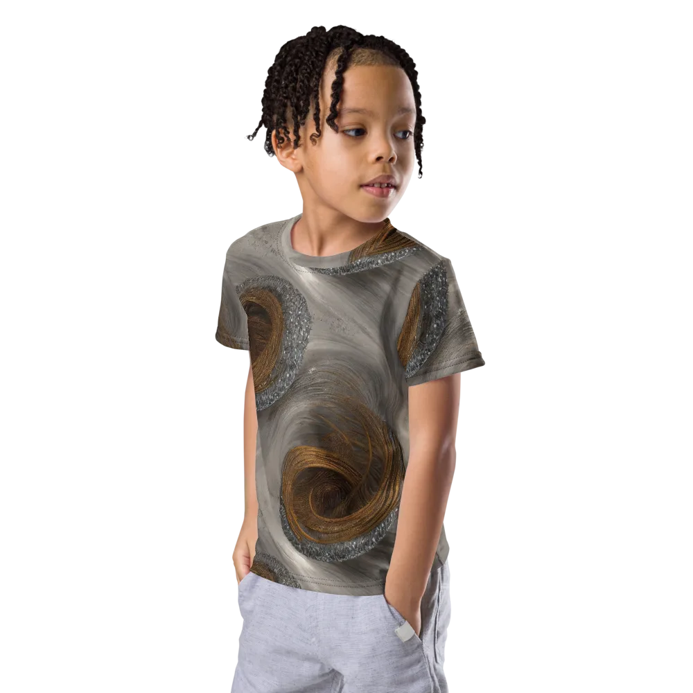Bronze Gyre on Kids Crew Neck T-Shirt — Left Front