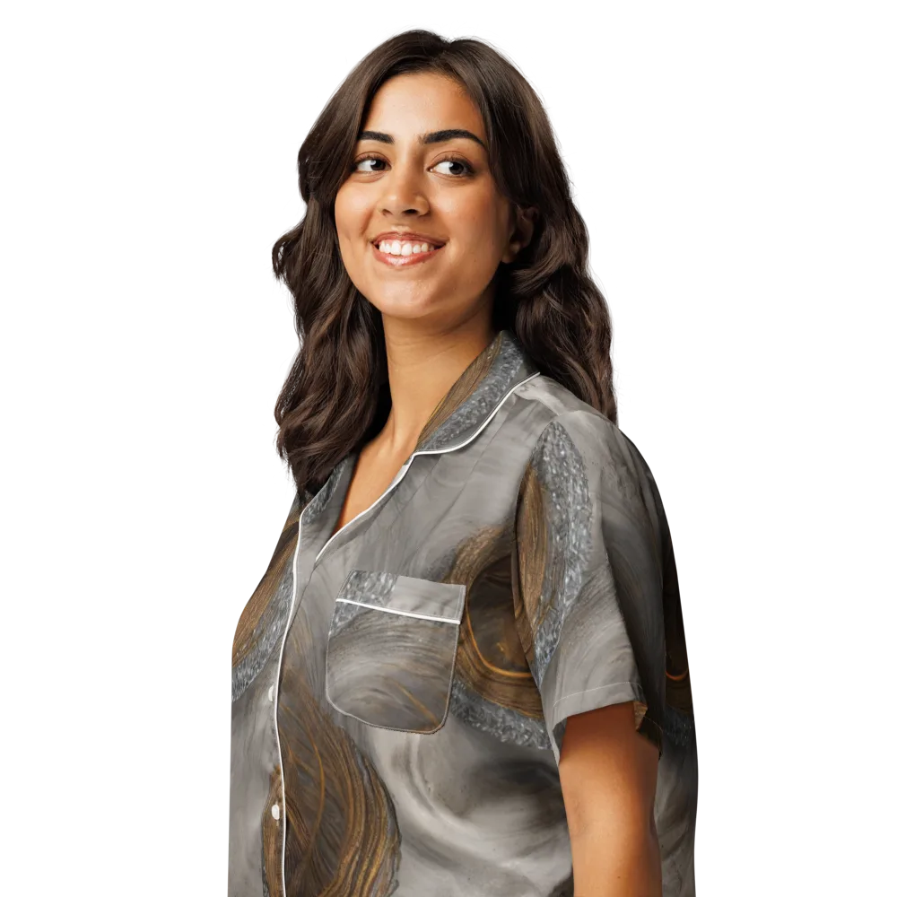 Bronze Gyre on Women's Short Sleeve Pajama Top — Left Front
