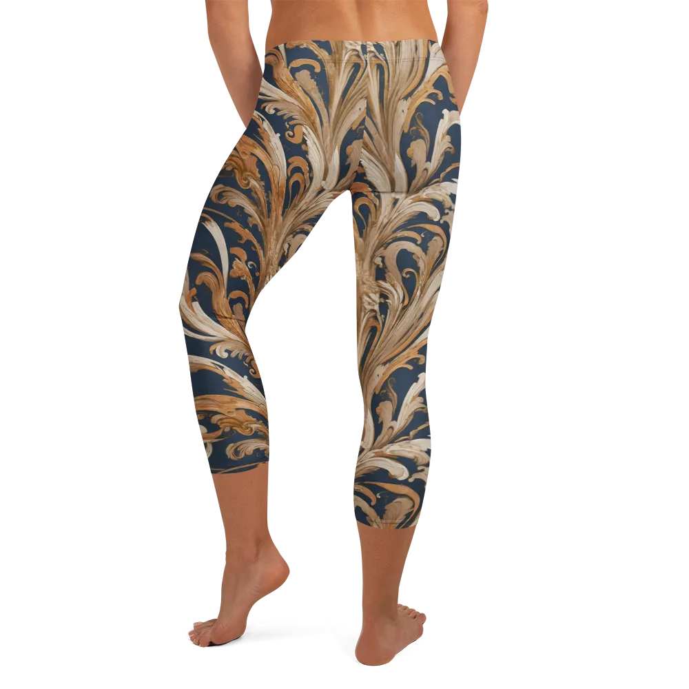 Gilded Flourish on Capri Leggings — Back