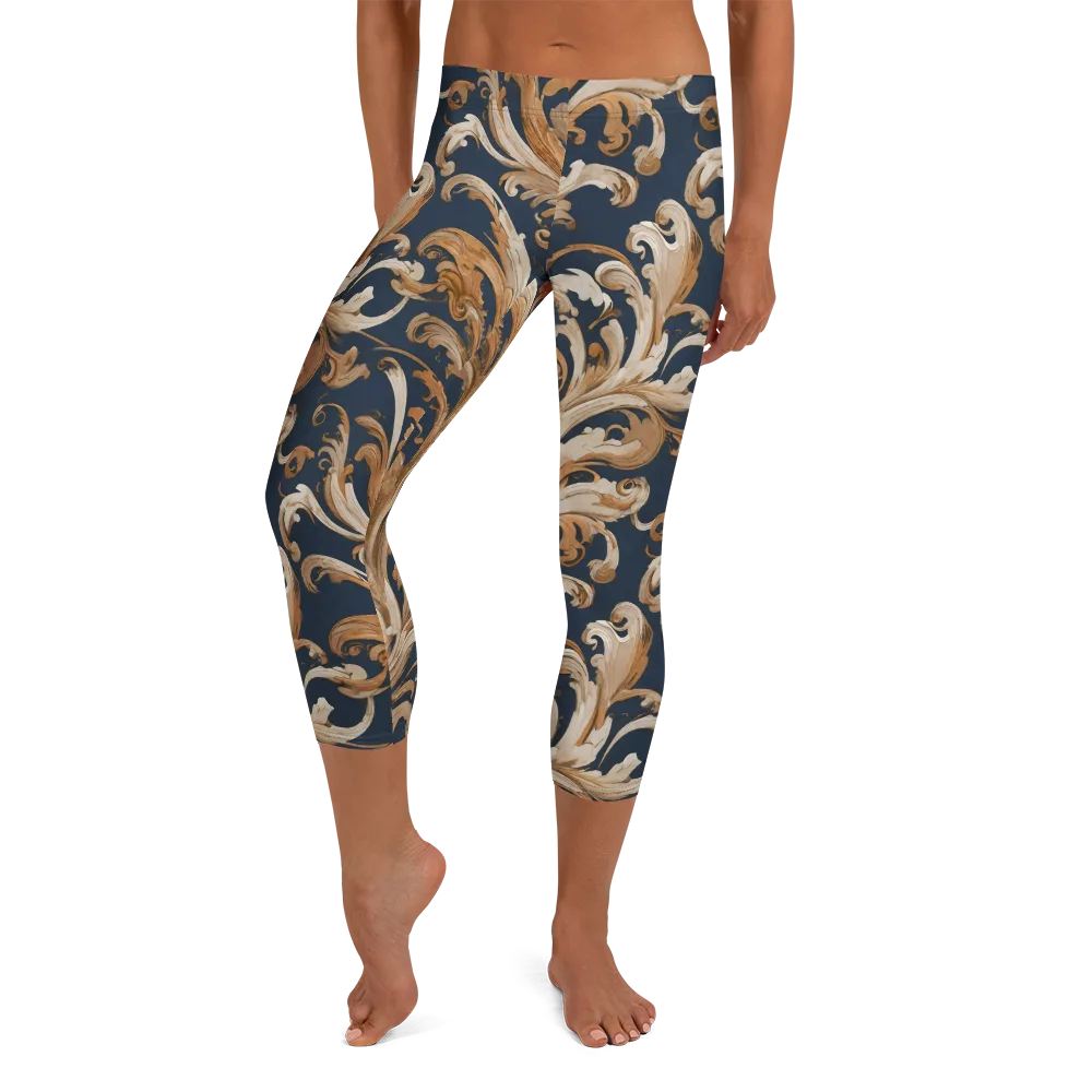 Gilded Flourish on Capri Leggings — Front