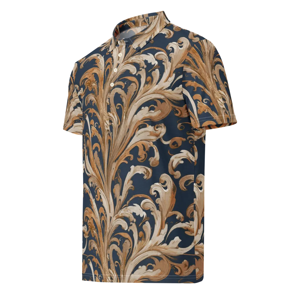 Gilded Flourish on Men's Slim Fit Polo Shirt — Left Front