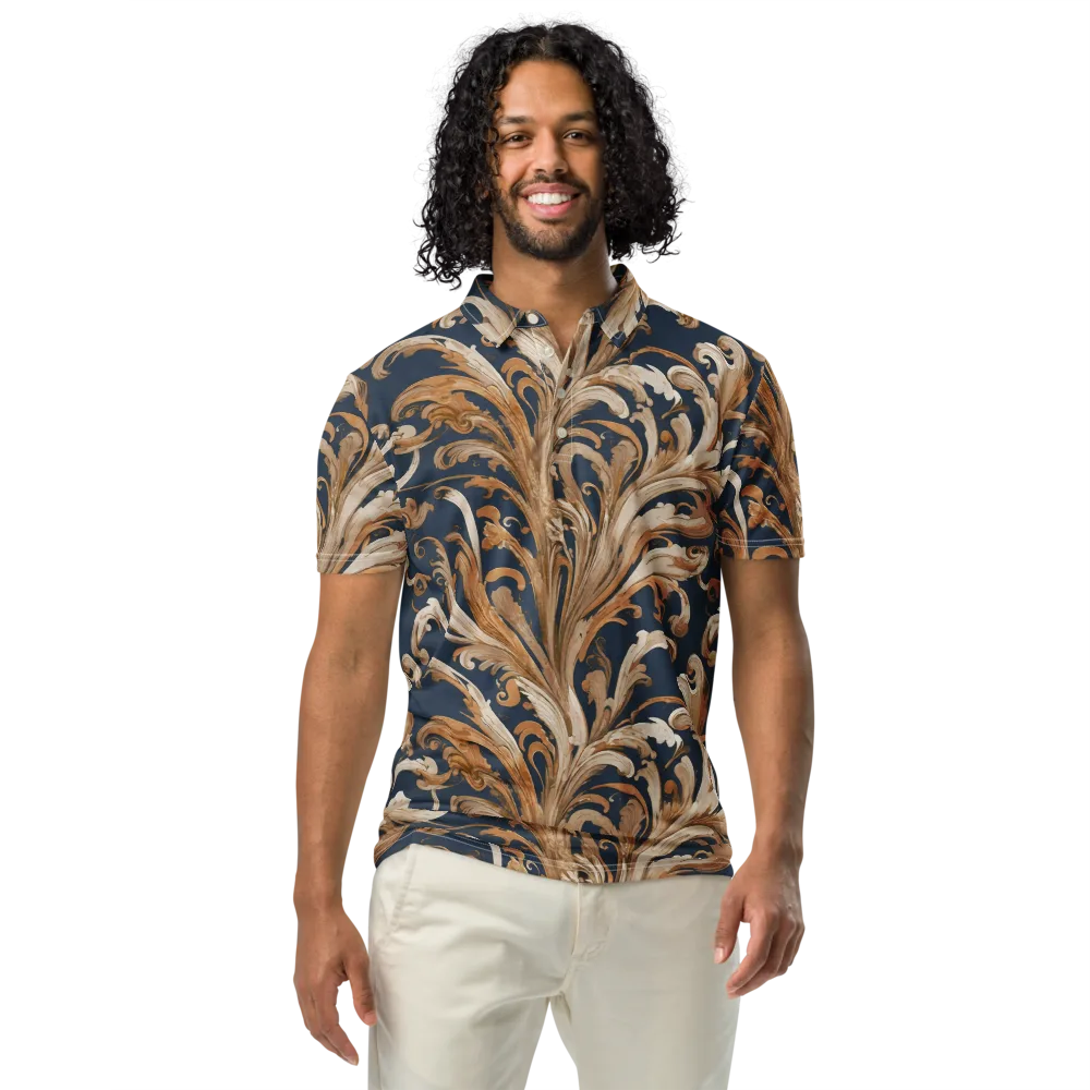 Gilded Flourish on Men's Slim Fit Polo Shirt — Front