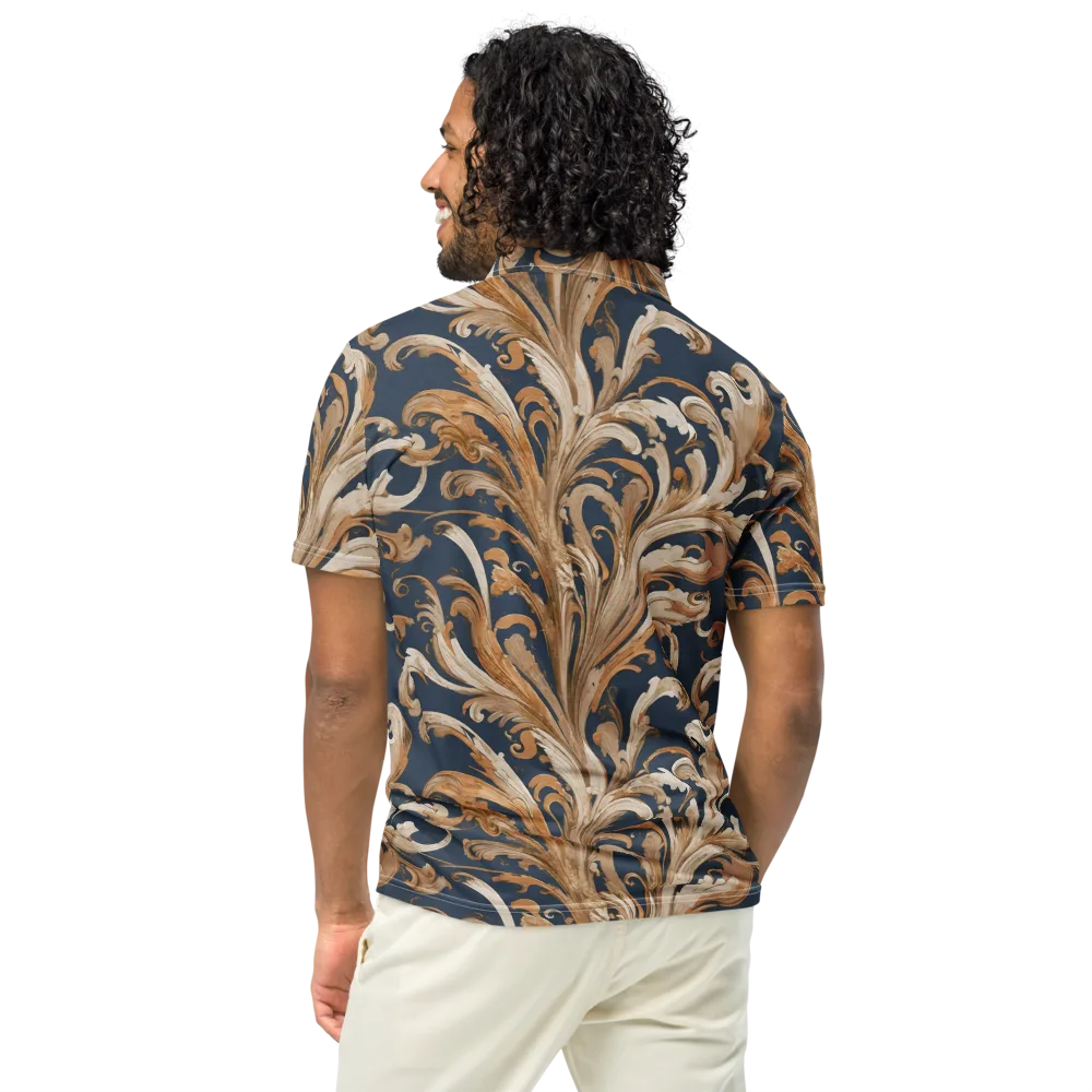 Gilded Flourish on Men's Slim Fit Polo Shirt — Back
