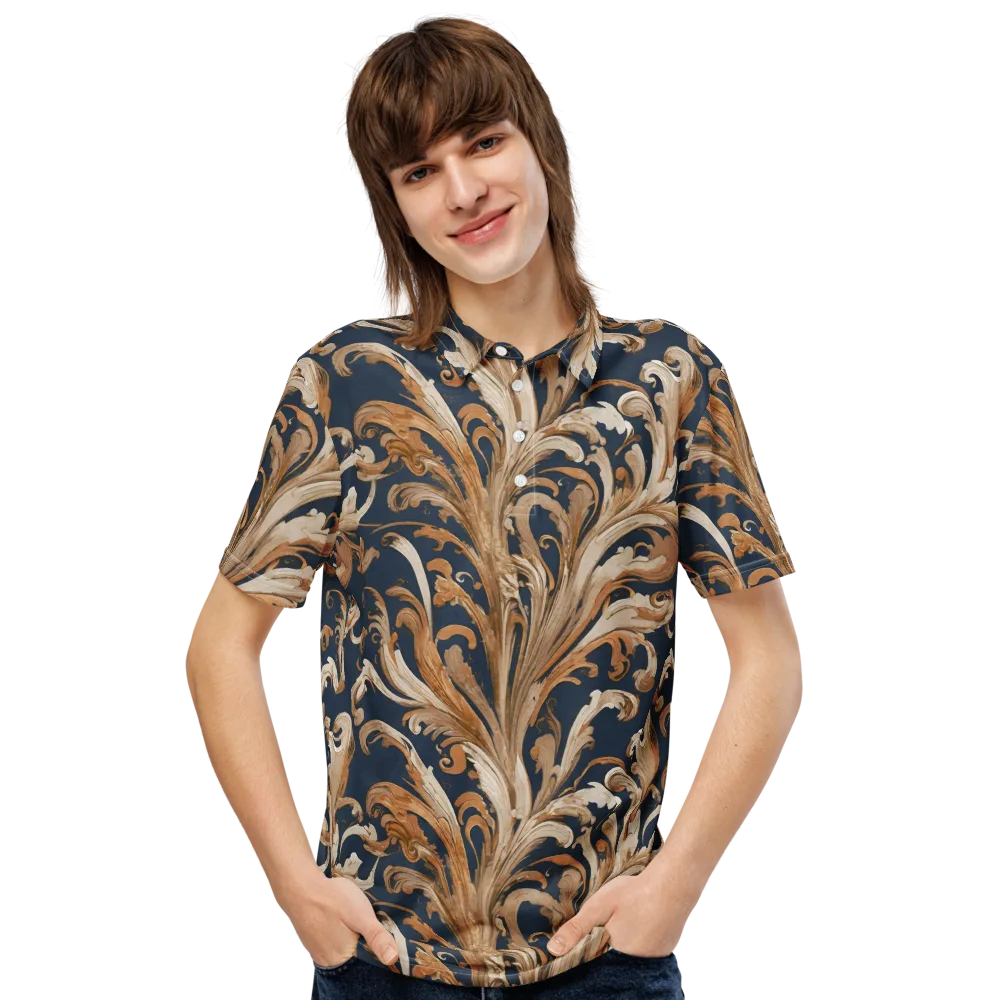 Gilded Flourish on Men's Slim Fit Polo Shirt — Front