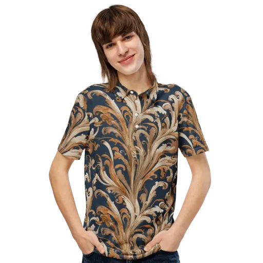 Gilded Flourish on a Men's Slim Fit Polo Shirt