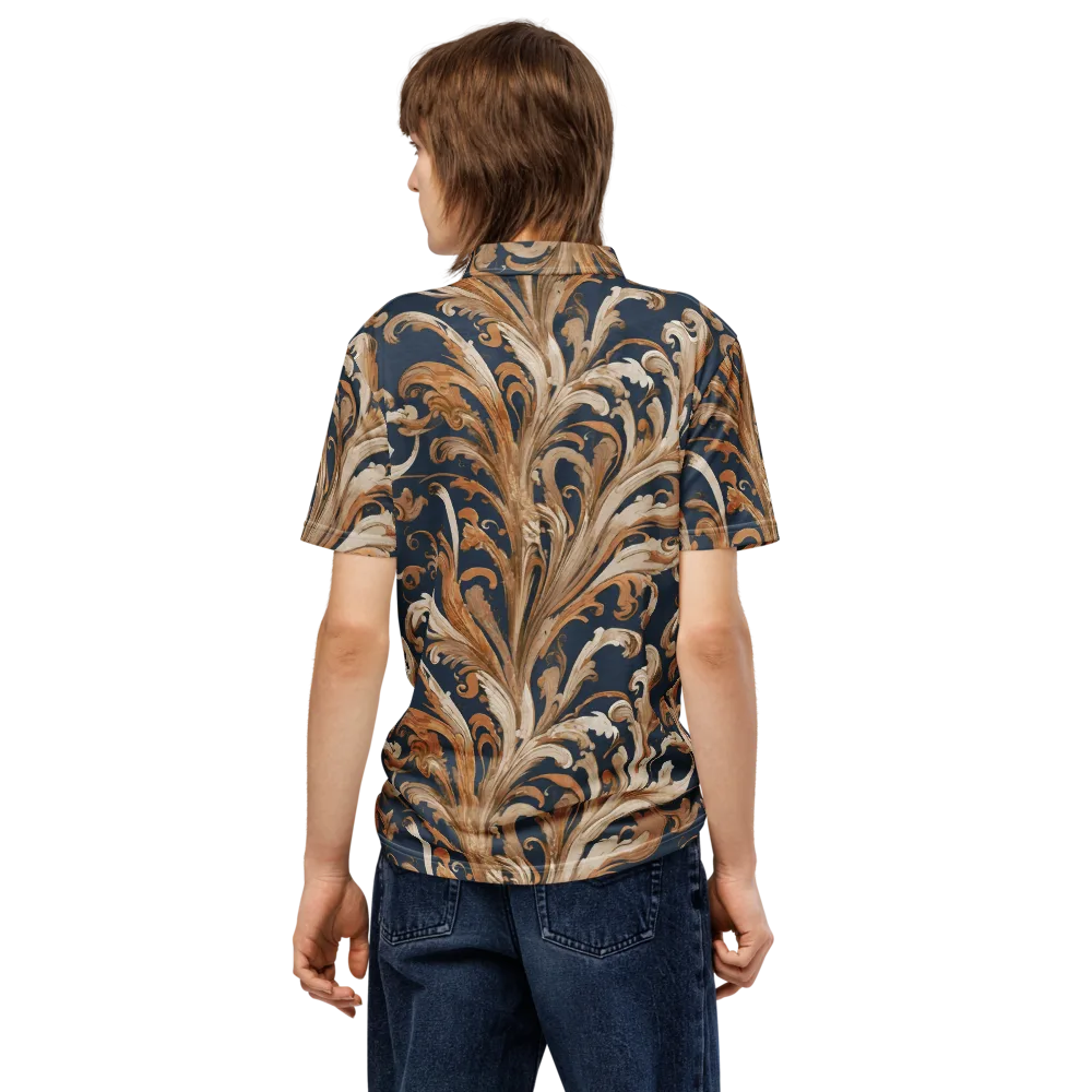 Gilded Flourish on Men's Slim Fit Polo Shirt — Back
