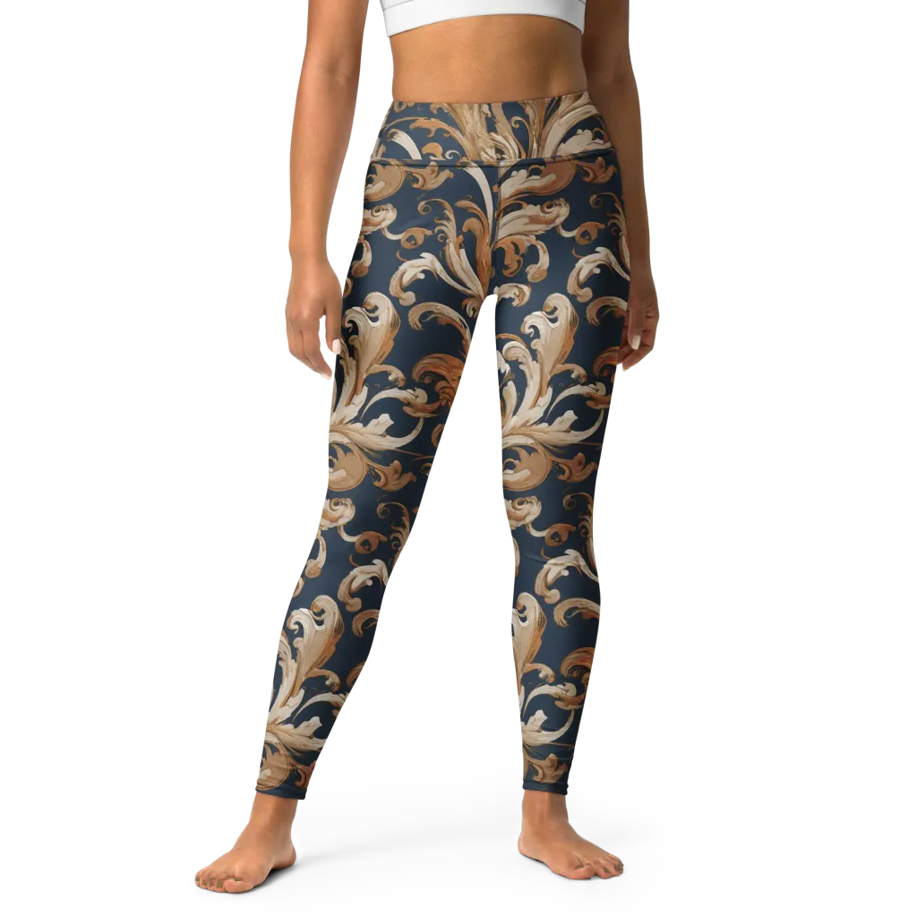 Gilded Flourish on Yoga Leggings — Front