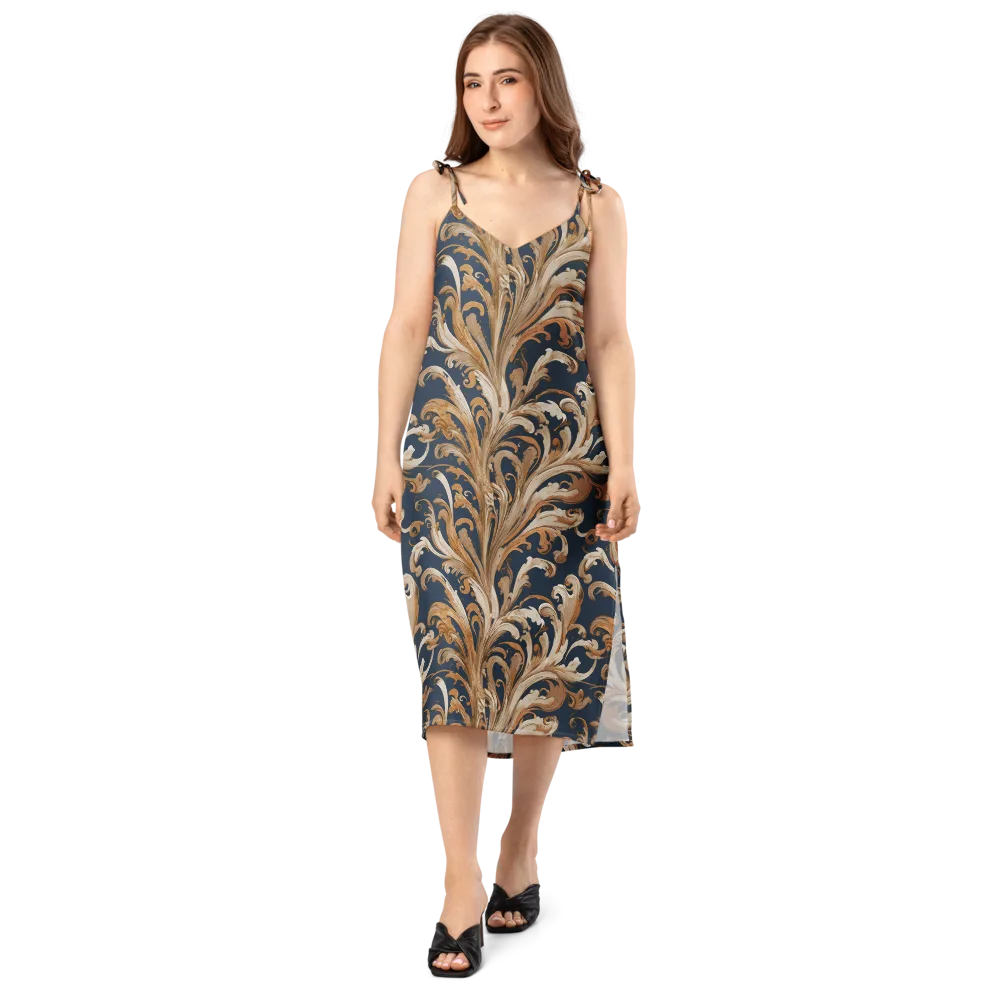 Gilded Flourish on Slip Dress — Front