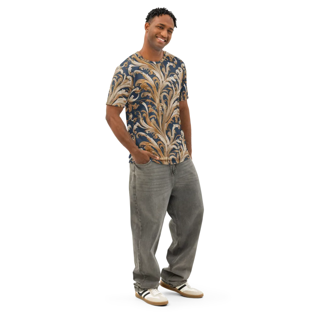 Gilded Flourish on Men's Cotton Crew Neck T-Shirt — Right Front