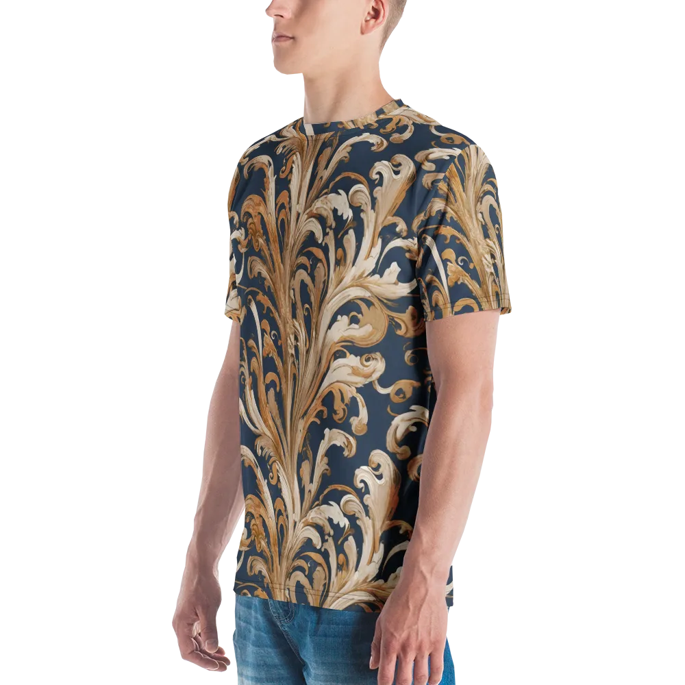 Gilded Flourish on Men's Crew Neck T-Shirt — Left