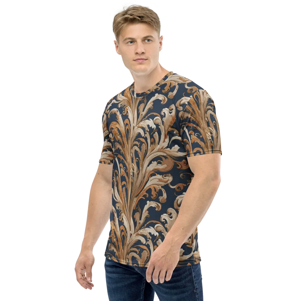 Gilded Flourish on Men's Crew Neck T-Shirt — Left