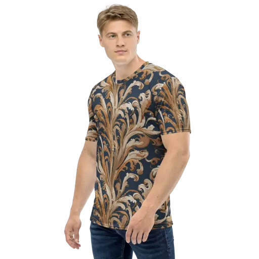Gilded Flourish on a Men's Crew Neck T-Shirt