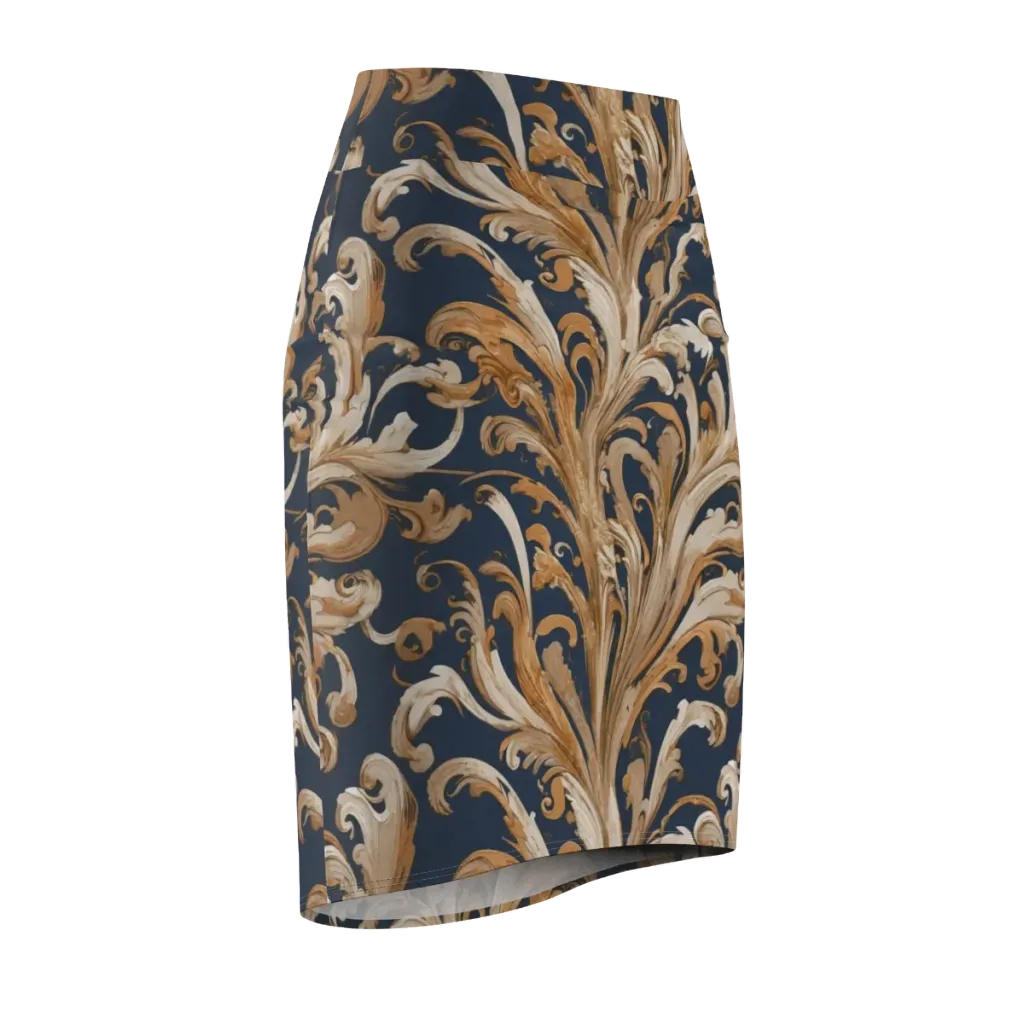 Gilded Flourish on Pencil Skirt — Front Side