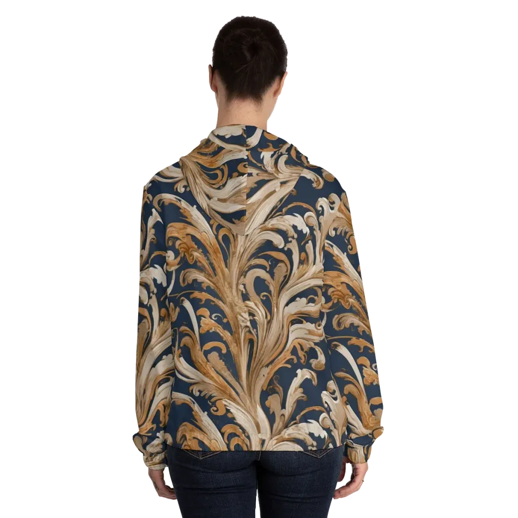 Gilded Flourish on Women's Full-Zip Hoodie — Back On Person