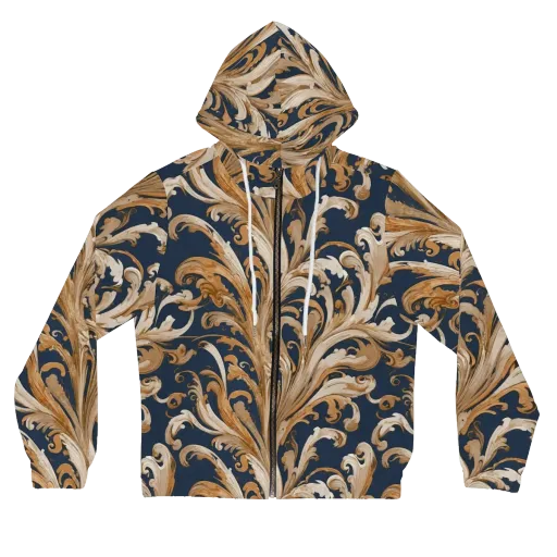 Gilded Flourish on a Women's Full-Zip Hoodie