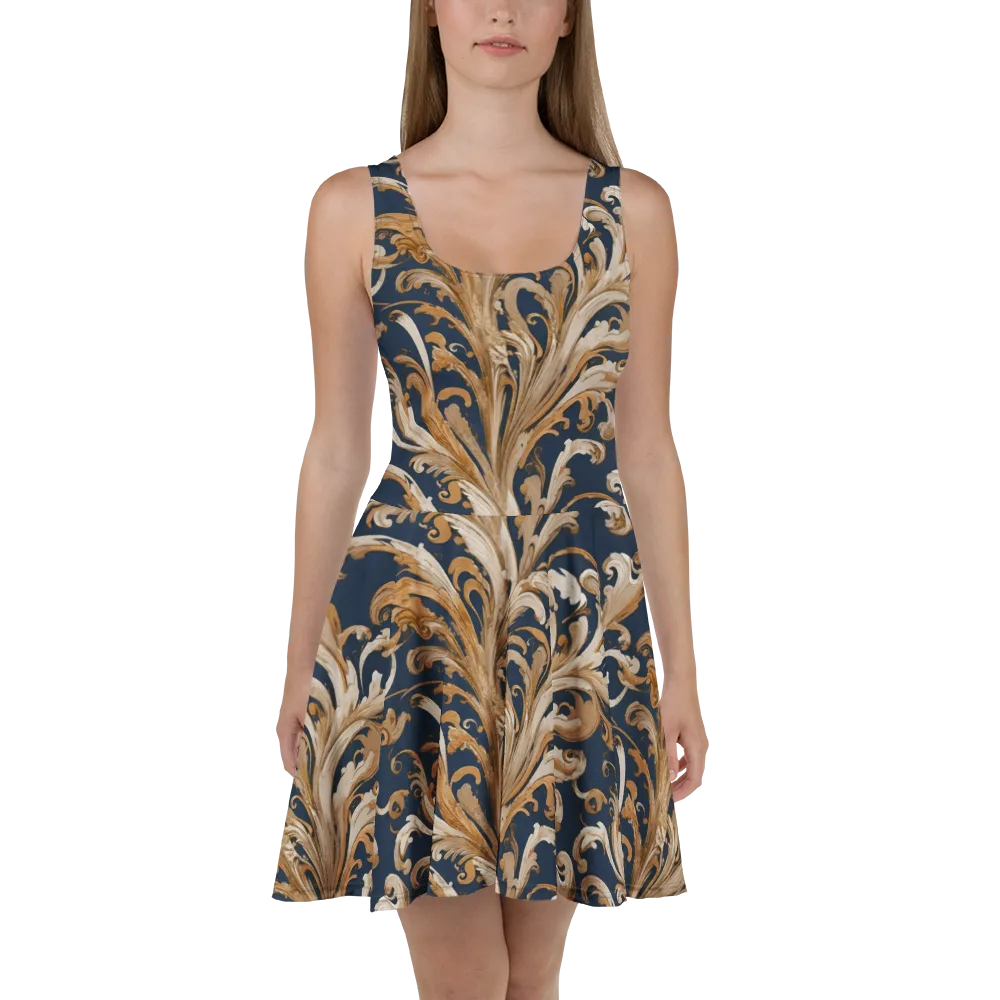 Gilded Flourish on Skater Dress — Front