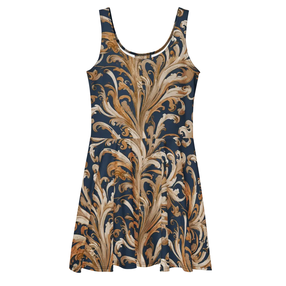 Gilded Flourish on Skater Dress — Front