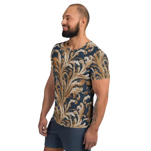 Gilded Flourish on a Men's Athletic T-Shirt