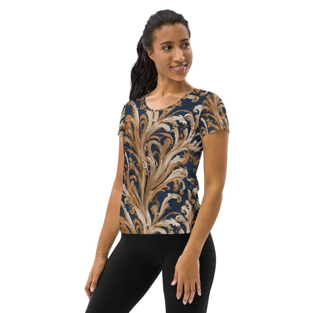 Gilded Flourish on Women's Athletic T-Shirt — Left