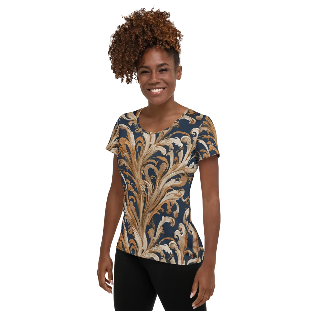 Gilded Flourish on Women's Athletic T-Shirt — Left