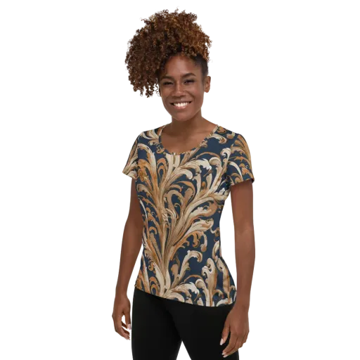 Gilded Flourish on a Women's Athletic T-Shirt