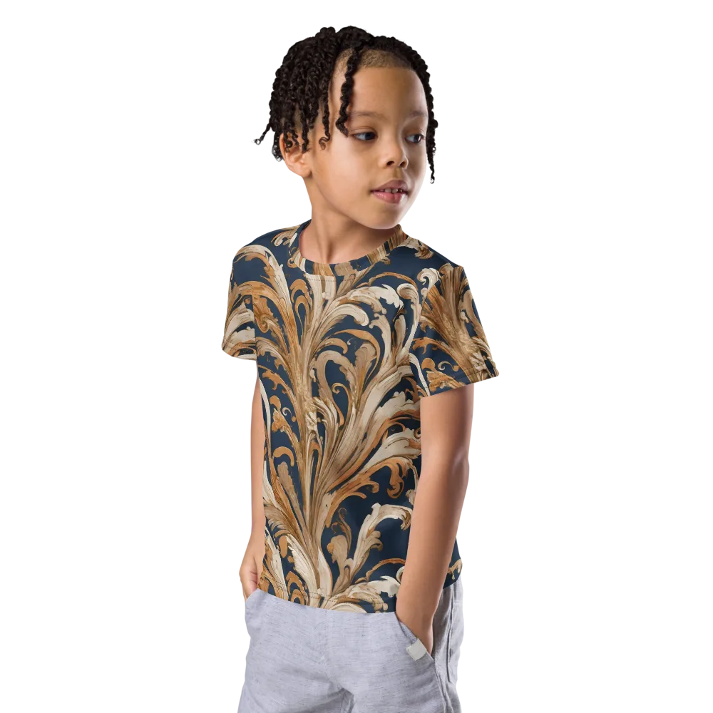 Gilded Flourish on Kids Crew Neck T-Shirt — Left Front