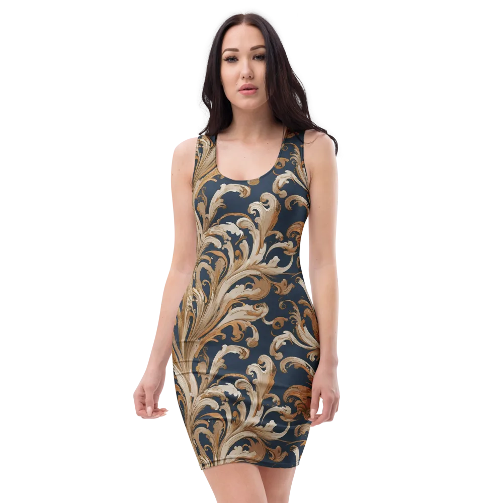 Gilded Flourish on Bodycon Dress — Front